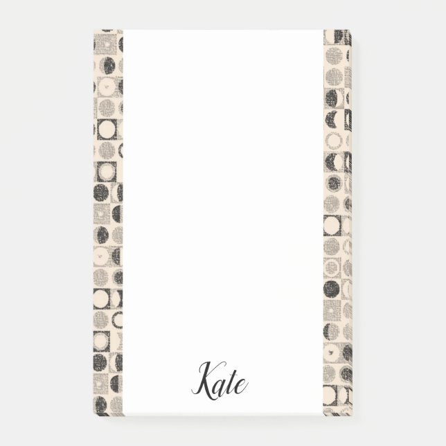 Runde nach der Notiz: Beige braune Kreise Post-it Klebezettel (Vorderseite)