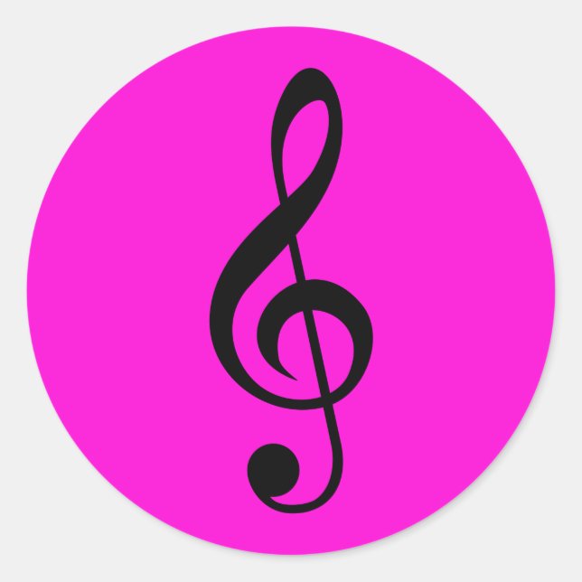 Runde Neon Pink Treble Kleber-Sticker Runder Aufkleber (Vorderseite)
