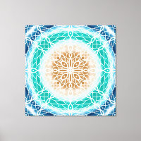 Runde Ozeanwellen Mandala Aquamarin und türkis