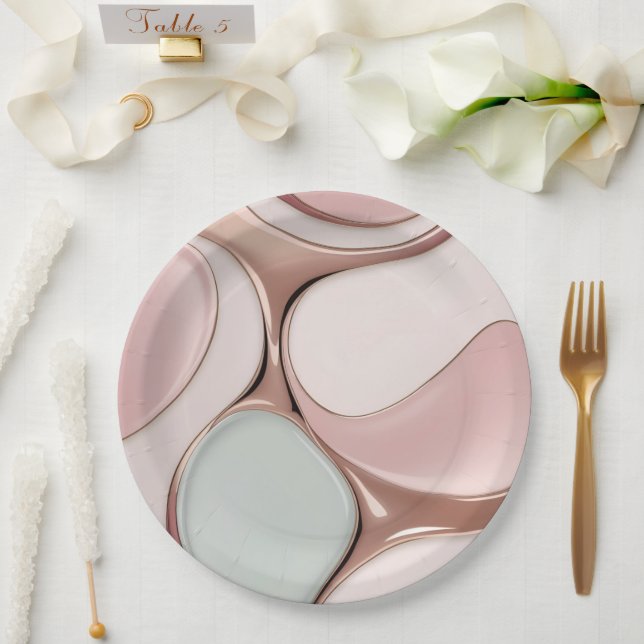 Runde Papierserviette in stilvollem abstraktem Gra Pappteller (Hochzeit)
