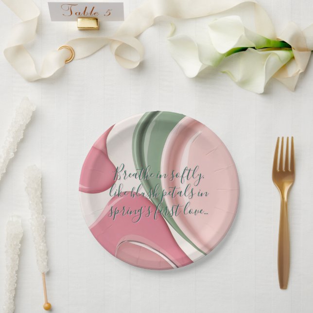 Runde Pappteller im stilvollen Grafikdesign (Hochzeit)