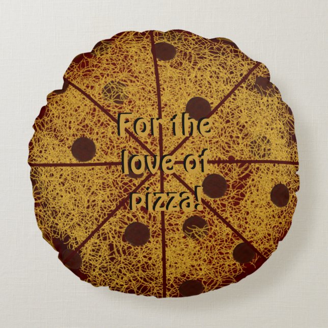 Runde Pepperoni und Käseherdkissen Rundes Kissen (Vorderseite)