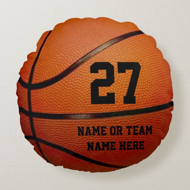 Runde PERSONALISIERTE Basketball-Kissen Rundes Kissen (Vorderseite)