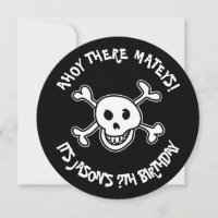 Runde Piratenschädel Geburtstagsparty Einladungen