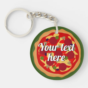 Runde Pizza mit italienischem Pfeffer personalisie Schlüsselanhänger
