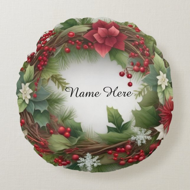 Runde Poinsettia Kissen (Vorderseite)