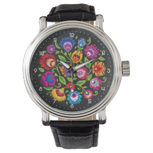 Runde polnische Folklore Armbanduhr