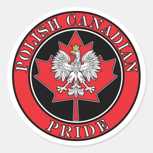Runde polnische Kanadierin Runder Aufkleber (Vorderseite)