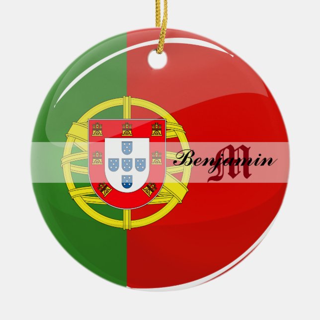 Runde portugiesische Flagge Keramikornament (Vorne)