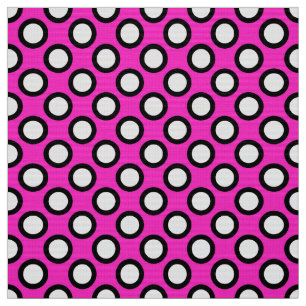 Runde Punkte, Fuchsia, schwarz und weiß Stoff