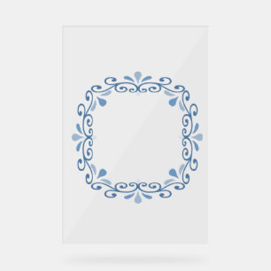 Runde Rahmen mit Schnörkel-Ornament und Kranz Acrylschild
