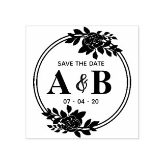 Runde Rose Vintage Monogramm Merken Sie das Datum Gummistempel