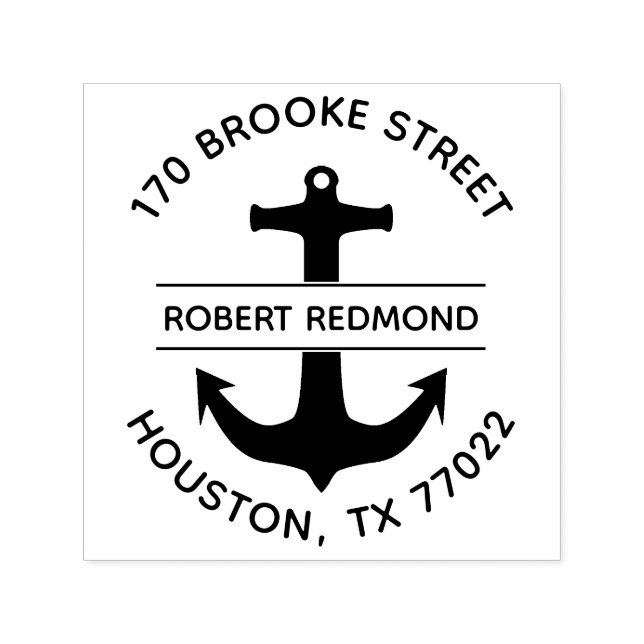 Runde Rücksendeadresse Briefmarke Anker Selbstfarb Permastempel (Design)
