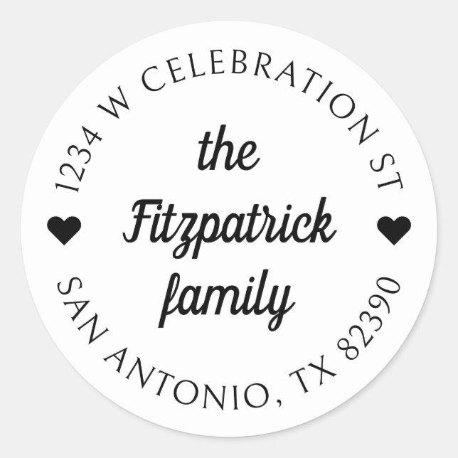 Runde Rücksendeadresse für den Namen einer Skriptf Runder Aufkleber (Vorderseite)