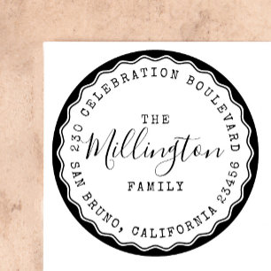 Runde Rücksendeadresse für Nachname des Skripts Gummistempel