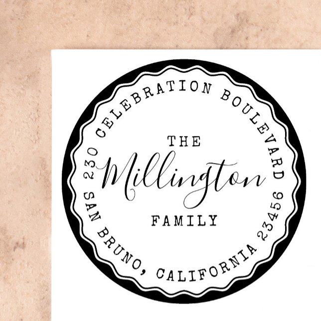 Runde Rücksendeadresse für Nachname des Skripts Gummistempel (Von Creator hochgeladen)