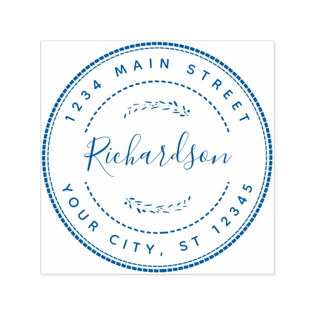 Runde Rücksendeadresse mit benutzerdefinierten Fam Permastempel (Design)