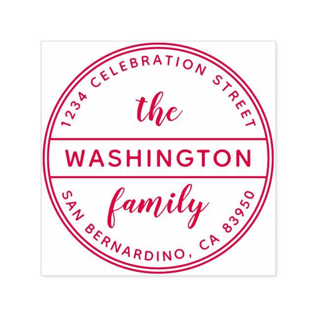 Runde Rücksendeadresse mit benutzerdefinierten Fam Permastempel (Design)