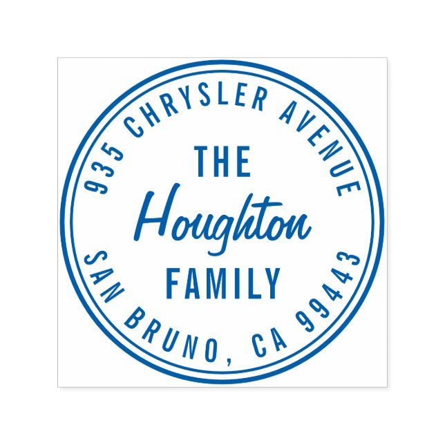 Runde Rücksendeadresse moderner Skriptfamilie Permastempel (Design)