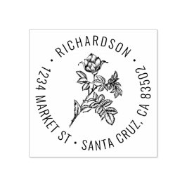 Runde Rücksendeadresse Vintager Rose Gummistempel