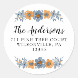 Runde Rücksendeadressen-Aufkleber mit blauer und o Runder Aufkleber