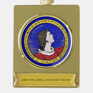 Runde Scheibe des Hl. Viator von Lyon, des Kateche Banner-Ornament Gold