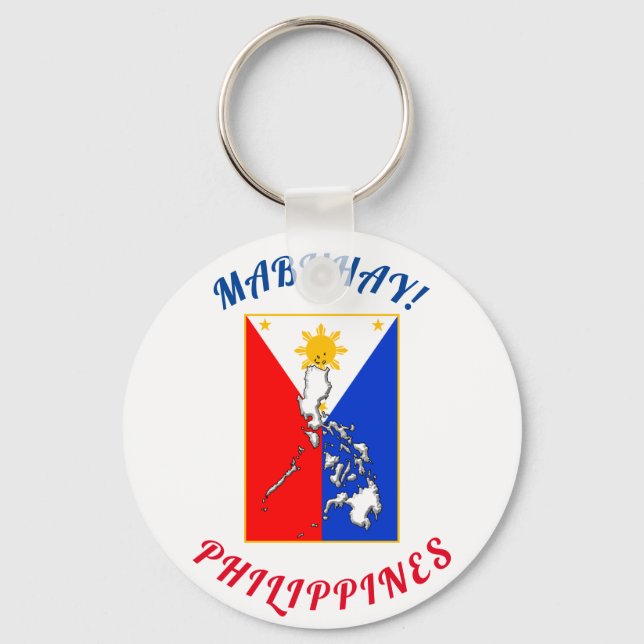 Runde Schlüsselkette mit philippinischer Flagge un Schlüsselanhänger (Vorderseite)