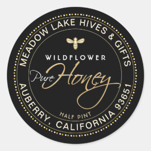 Runde schwarze Honig-Beete gepunktete goldene Gren Runder Aufkleber