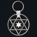 Runde Star von David Schlüsselanhänger<br><div class="desc">Der Stern von David in schwarz-weiß in einem Kreis.</div>