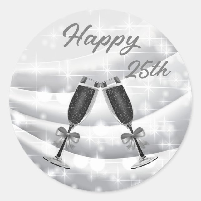 Runde Sticker Happy 25-h-Jubiläum (Vorderseite)