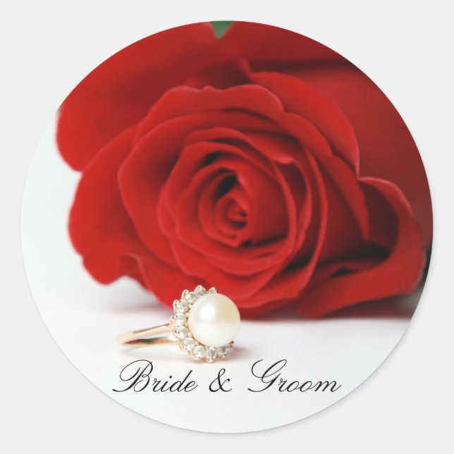 Runde Sticker mit rote Rose (Vorderseite)