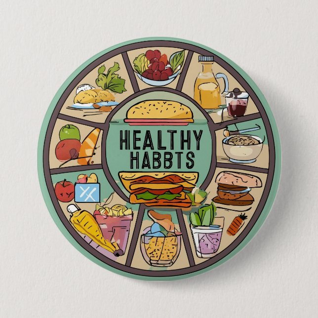 "Runde Strahlung: Verfolgen gesunder Lebensgewohnh Button (Vorderseite)