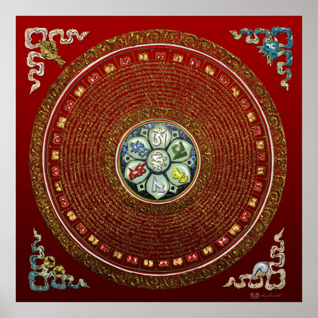 Runde Tibetan "OM" Mantra Mandala Poster (Vorne)