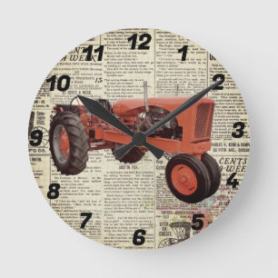 Runde Traktorhalterung Wanduhr