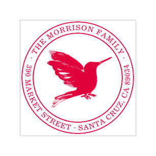 Runde Typografie-Rücksendeadresse des Kolibri- Permastempel