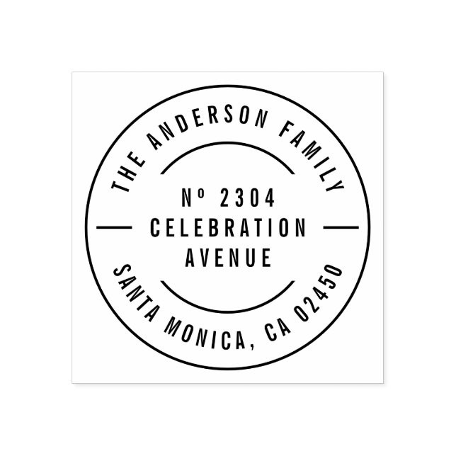 Runde Typografie - Rücksendeadresse von benutzerde Gummistempel (Prägung)