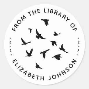 Runde Typografie Vögel Aus Der Bibliothek Von Runder Aufkleber
