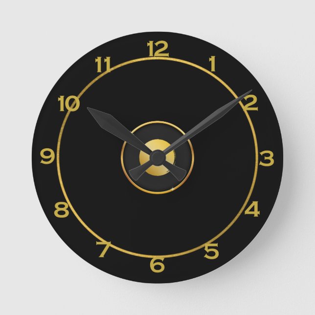 Runde Uhr für Schwarz und Gold (Vorderseite)