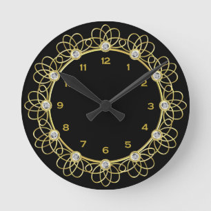 Runde Uhr für Schwarz und Gold