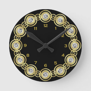Runde Uhr für Schwarz und Gold