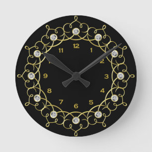 Runde Uhr für Schwarz und Gold