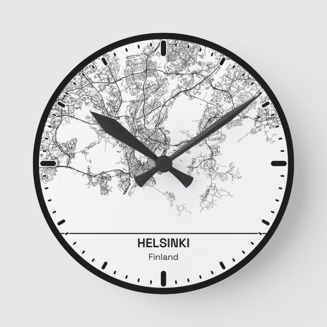 Runde Uhr Helsinki Clock City Line Art (Vorderseite)