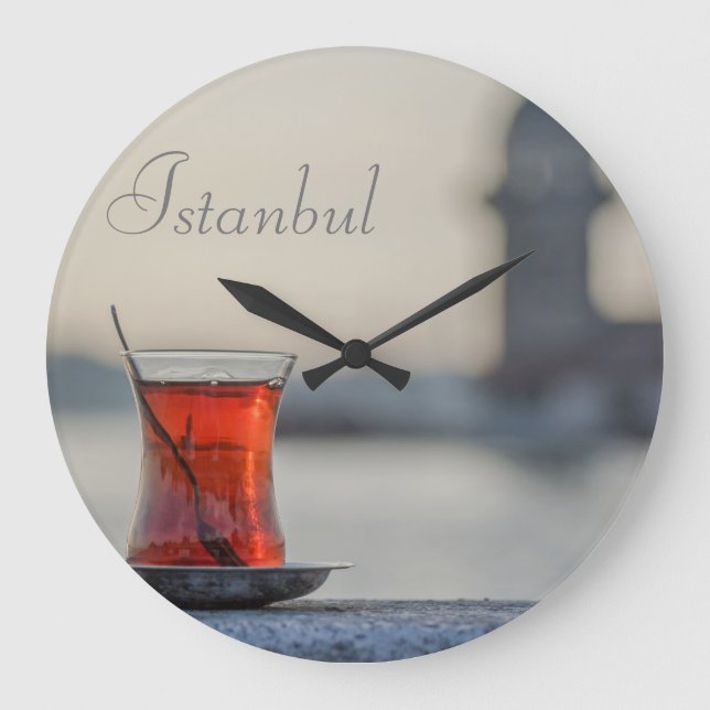 Runde Uhr. Istanbul - Türkische Teefotografie. Große Wanduhr (Vorderseite)