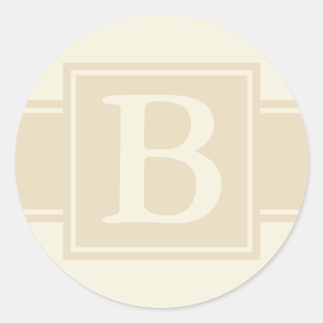 Runde Umschlag Aufkleber mit Monogram - Ecru & Cre (Vorderseite)