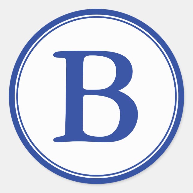 Runde Umschlag Aufkleber mit Monogramm - Blau und  (Vorderseite)