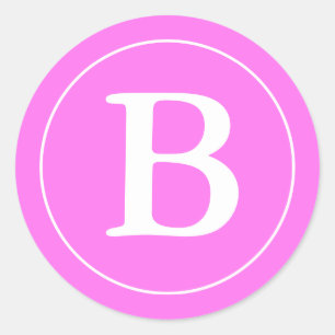 Runde Umschlag Aufkleber mit Monogramm - Rosa und 