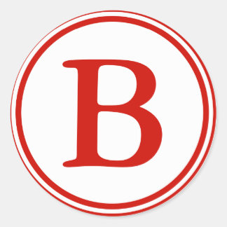Runde Umschlag Aufkleber mit Monogramm - Rot und W