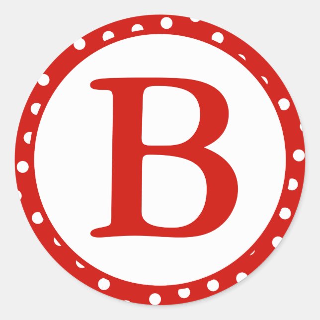 Runde Umschlag Aufkleber mit Monogramm - rote Punk (Vorderseite)