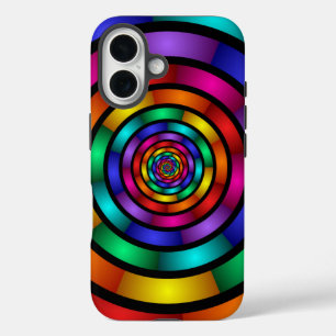 Runde und psychedelische Fraktal Kunst iPhone 16 Hülle