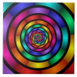 Runde und psychedelische Fraktal Kunst Fliese<br><div class="desc">Eine hypnotisierende Kunst voller leuchtender Farben. Design für Ihre Keramik Fliesen und mehr.</div>